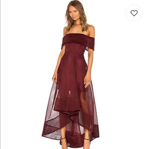 Bronx and banco burgundy tulip gown